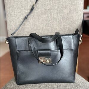 Cole Haan Black Leather CHR11715 Lock Group Small Tote